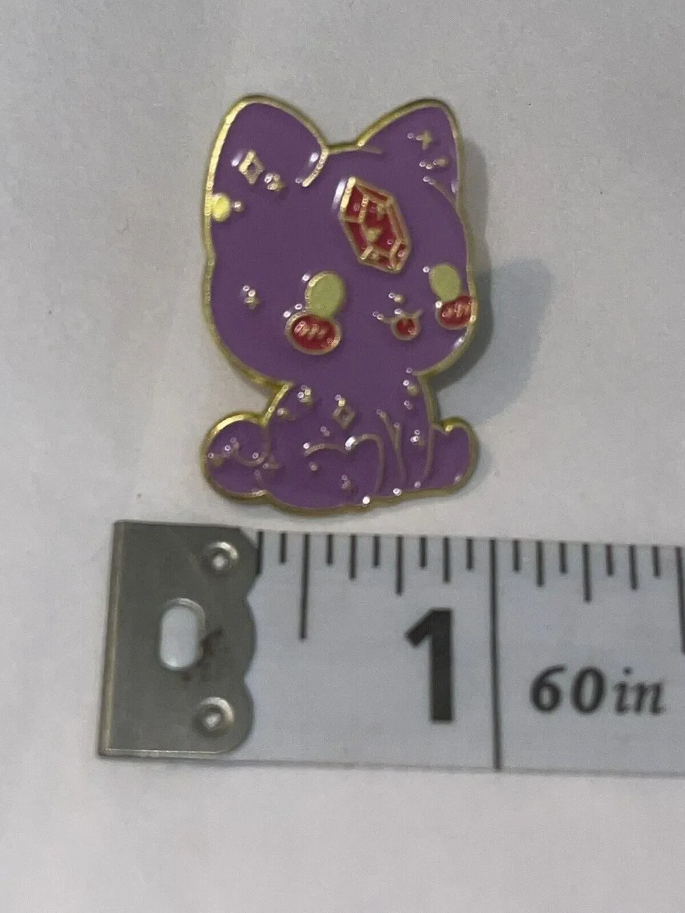 Mystical Spiritual Purple Cat On Halloween Horror Pin Brooch